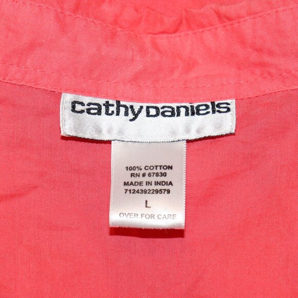 🌺 Cathy Daniels Coral Blouse – Button-Down & Breezy – Size L - Picture 2 of 6